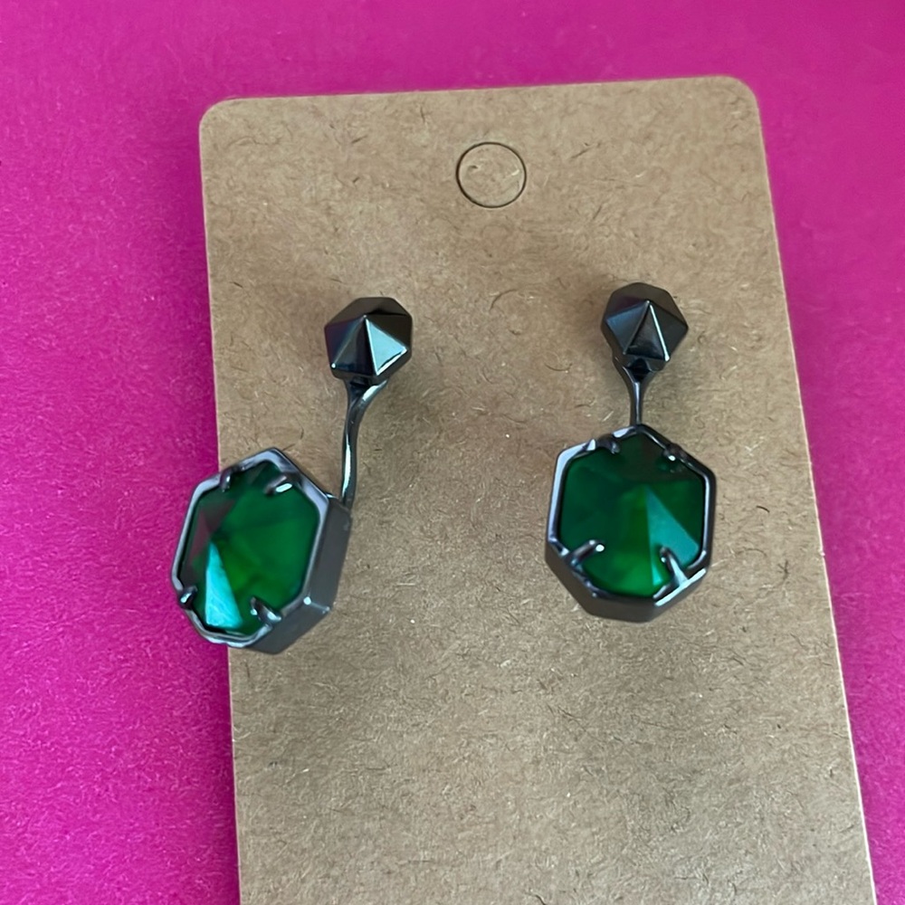 Kendra Scott earrings, emerald green, 2 pieces